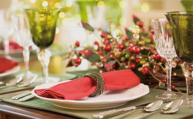 A table set ready for Christmas dinner A table set ready for Christmas dinner